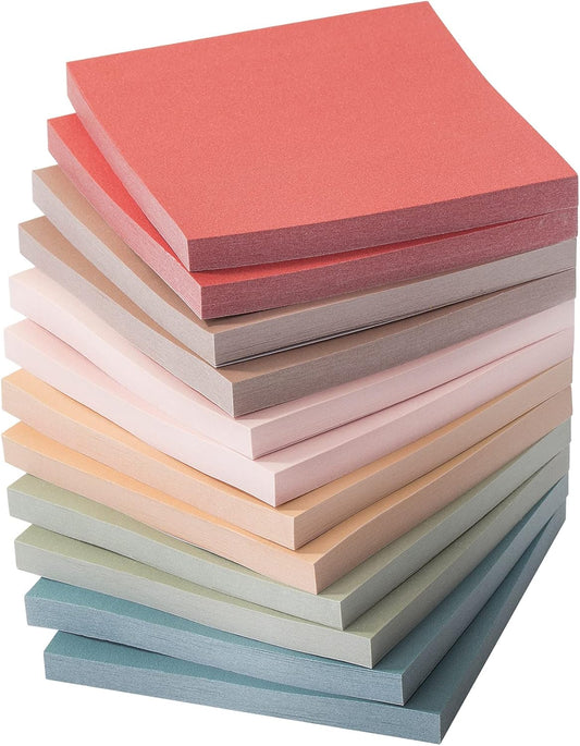 - Sticky Notes, 3"X3", 12 Pads, Vintage Colors, Self-Stick Pads, Aesthetic, Colorful, Bulk, Stocky Notes for Bible Journaling